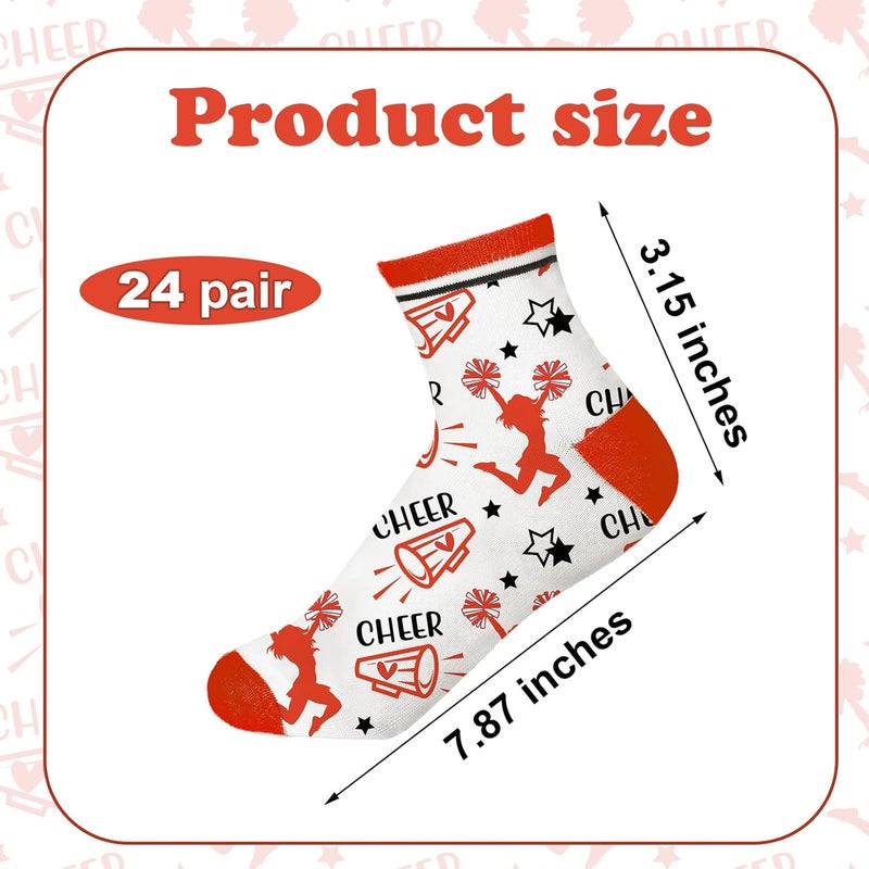 Maiteenly 24 Pairs Ankle Cheer Socks Cheerleading Team Cheerleader Socks for Women Girls Cheer Accessories Gifts - Image 2